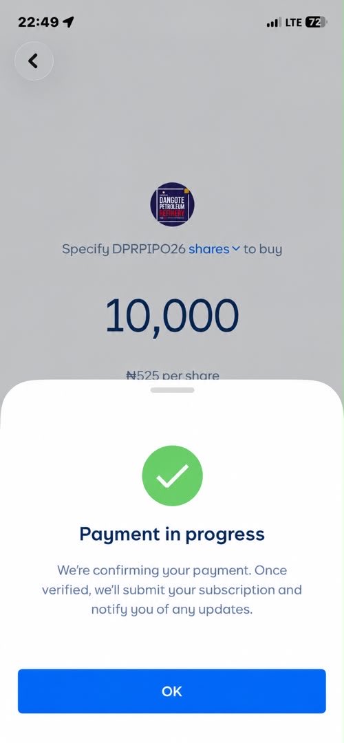 OneModupe's tweet photo. I bought my Dangote Shares yesterday night, i hope i don’t regret this🤲 https://t.co/WlG8uCZdAP