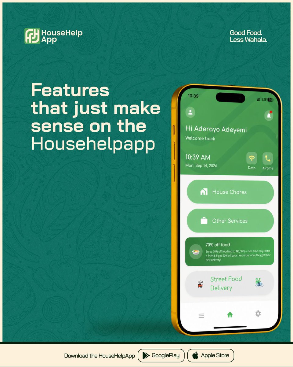 HouseHelpApp's tweet photo. Take a peek into the features that makes HouseHelpApp your favorite food delivery plug🤭

#HouseHelpApp #bestfooddeliverypluginlagos #fooddelivery #goodfoodlesswahala https://t.co/1WQq0y65Jl