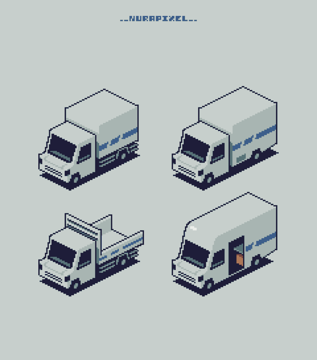 NuraPixel's tweet photo. Looking up what's my most liked Pixel Art, and apparently these Trucks are the winner https://t.co/Xm2EpmIqna