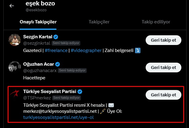 esekbozo's tweet photo. Sayın Türkiye Sosyalist Partisi, benim hesabımı niye takip ettiniz merak ediyorum. çingene bozoyla bir derdiniz mi var? @TSPmerkez @BlacktoGypsy https://t.co/VBdD6uwfrd