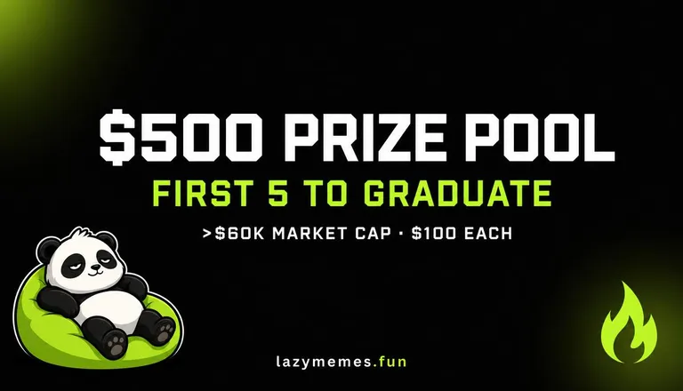 Lazymemesfun's tweet photo. 🏆 $500 PRIZE POOL.

First 5 tokens on LazyMemes to graduate (> $60K MC) each take $500.

No forms. No jury. Just hit the threshold and it's yours. 👉 https://t.co/oOOG1VRgOx

Built on Arc. https://t.co/tDZwzxNtZU
