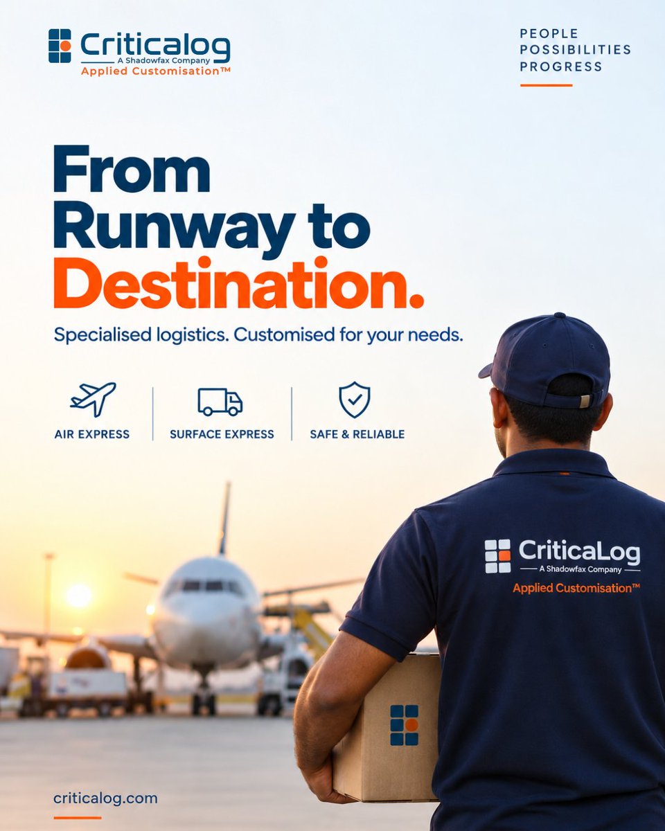CriticaLog's tweet photo. From runway to destination, we keep critical shipments moving with speed, reliability and solutions built around your needs.

With Applied Customisation™, every journey is designed to fit your business.

#CriticaLog #AppliedCustomisation #AirExpress #SurfaceExpress https://t.co/vPaITUEBkS