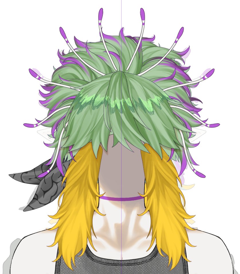 w74rahm's tweet photo. VTubers, do you prefer detailed or simpler hair rendering on your models? 

I like to add some visual volume to hair but fear of overcomplicating it! https://t.co/qgmbWyrJGs