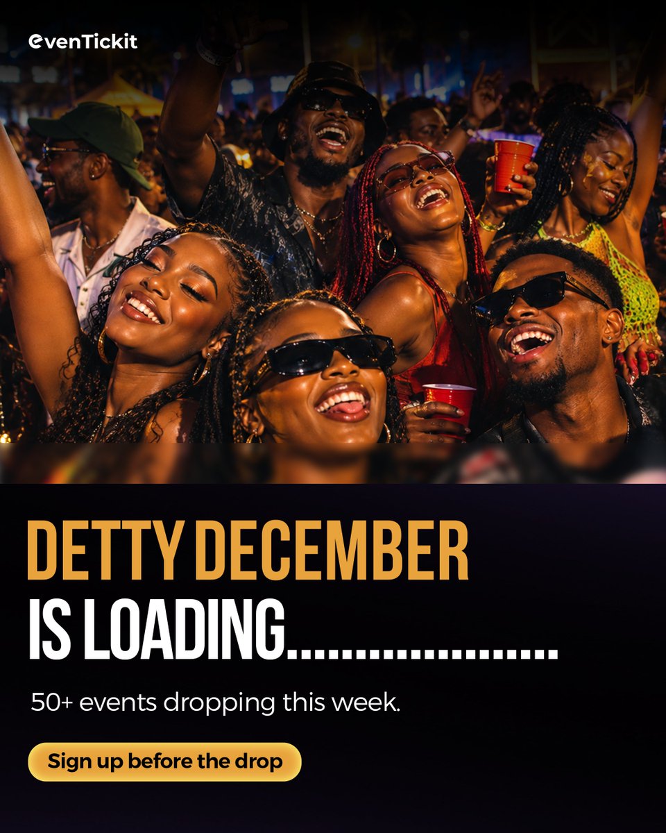 Eventickit52355's tweet photo. Detty December is calling. 🎉🔥

The parties, the concerts, the experiences- and every unforgettable moment in between.

Whatever’s on your December agenda, make sure your ticket is sorted with evenTickit at https://t.co/XshZObTm6y

#DettyDecember #LagosEvents #evenTickit https://t.co/RPgXaDNqpi