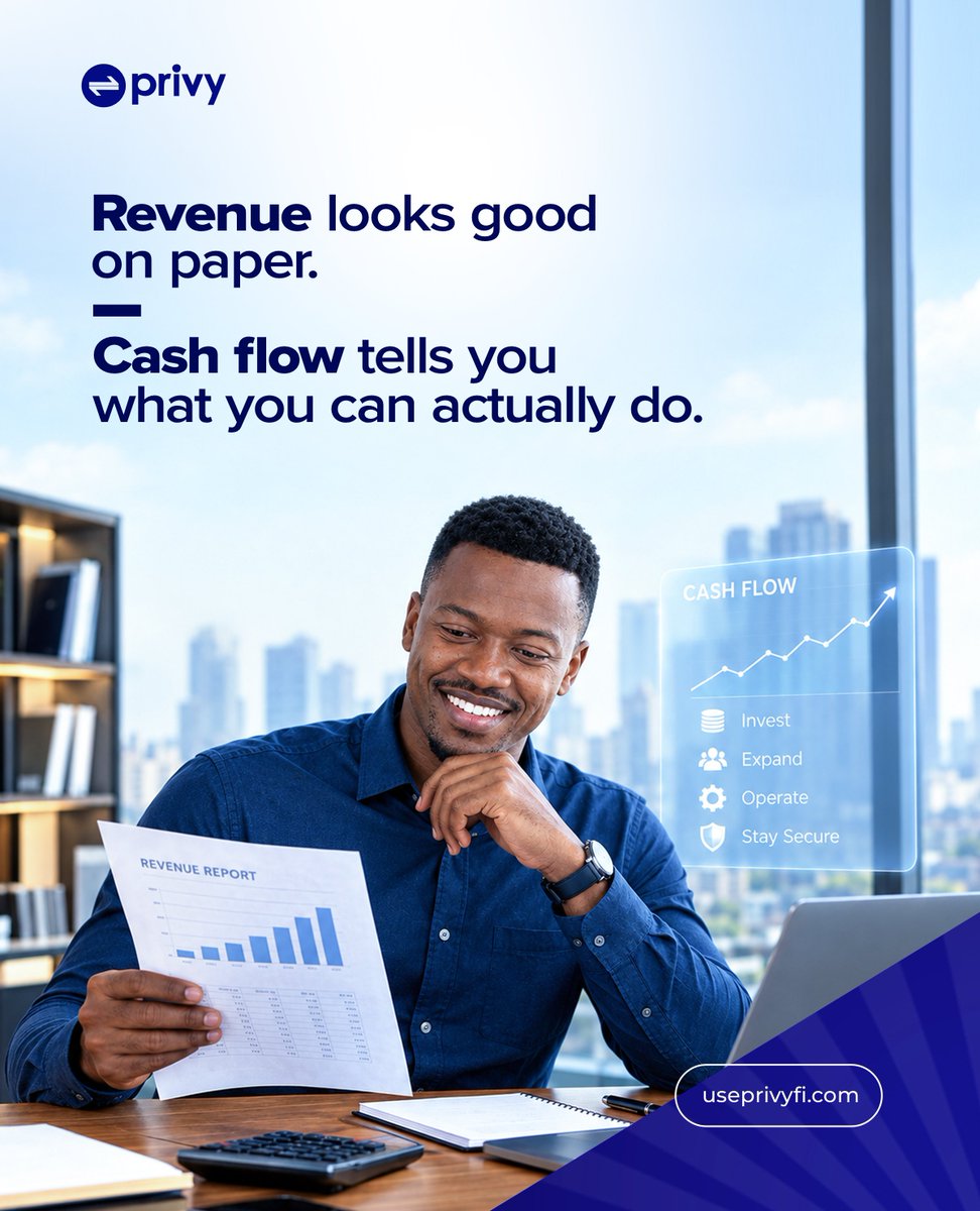 useprivyfi's tweet photo. A big sales number can look great on a report.

But if the money hasn't come in yet, you still have bills to pay, suppliers to settle, and decisions to make.

That's why cash flow deserves just as much attention as revenue. https://t.co/g2WoVG1g06