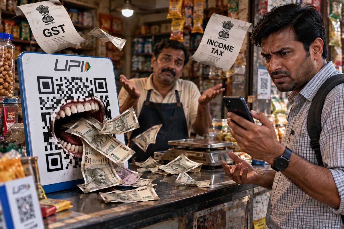 SayyedAmjad06's tweet photo. Income Tax. TDS. GST. Now UPI charges?

Govt says MDR isn't a tax. But 0.4% MDR hits UPI payments above ₹2,000.

They say merchants pay, not you. But if a shopkeeper loses ₹12 on a ₹3,000 sale, prices go up for everyone.

You won't see the fee — you'll feel it.

Tax New Name https://t.co/Bc5qGpKcHR