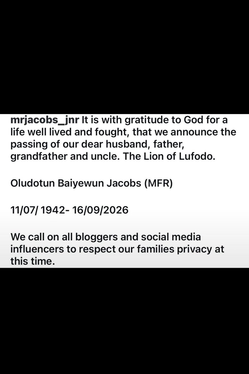 GoldmyneTV's tweet photo. Veteran Nigerian actor Olu Jacobs reportedly d+es at 84 after decades of memorable performances in Nollywood https://t.co/7sp5FPJhp6