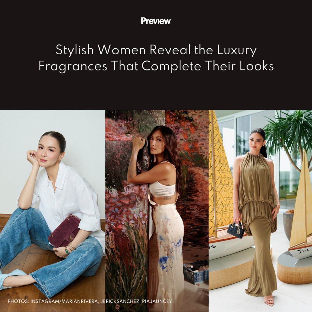 previewph's tweet photo. #PreviewAsks stylish women like #MarianRivera, #SolennHeussaff, #PiaWurtzbachJauncey, and more to reveal the luxury fragrances they reach for time and again. Read more: https://t.co/l1Fnm11LCN https://t.co/l1pJBKy5dz
