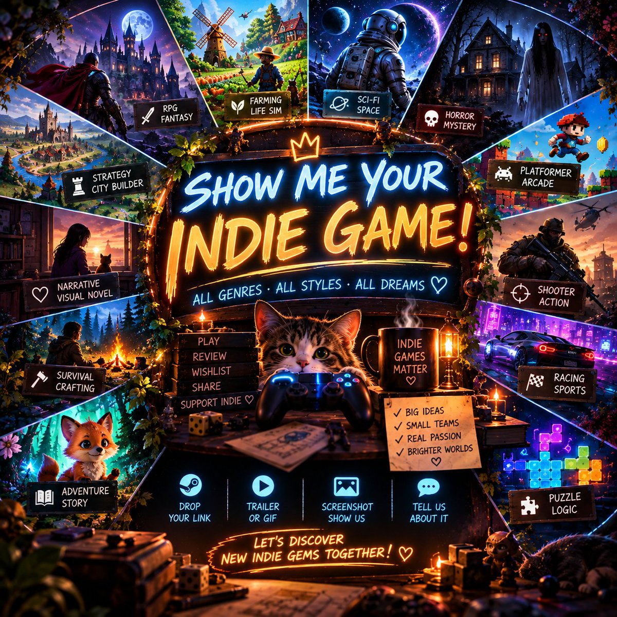 nftangelart's tweet photo. 🎮SHOW ME YOUR #IndieGame👾

IT’S #WishlistWednesday

I’m looking for new indie gems to discover💎

Building something cool? Drop your game below👇

I’ll pick some of my favorites and make a review👀

🔁Reposts &amp; help indie games get seen🔥

#IndieDev #GameDev #IndieGames #Games https://t.co/5Njnm7XHzJ