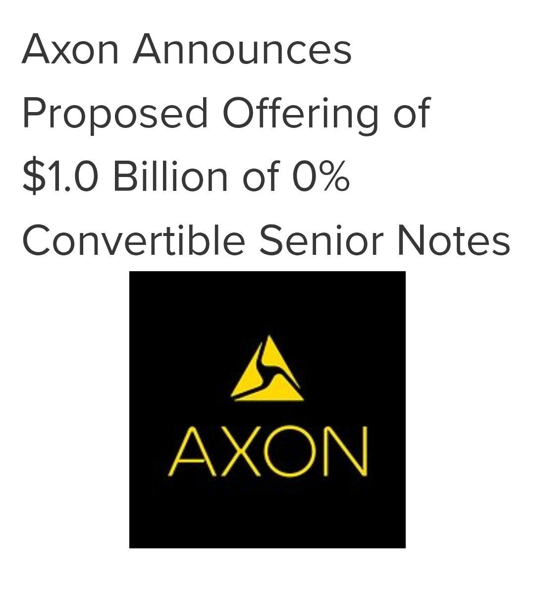 bennjordan's tweet photo. Axon is a profitable company with a strong cash flow. They may clear $4 billion this year.

So it was surprising to read about their plan to borrow a billion dollars via convertible equity that matures in 2031.

The only sensible reason for this would be a big acquisition. 🫠 https://t.co/Uc8WgwRXlK