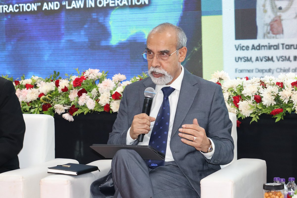 nmfindia's tweet photo. Professional Session One — UNCLOS Under Pressure: Interpretation, Compliance, and Contestation

Forty years after UNCLOS was adopted, the gap between what the Convention says and how states behave at sea remains as relevant as ever. Professional Session One of #LAWSEA2026 took this on directly.

Moderated by Vice Admiral Tarun Sobti, UYSM, AVSM, VSM, IN (Retd), former Deputy Chief of the Naval Staff, the session opened with Dr Maria Gavouneli (online), Professor at the Faculty of Law and Athens PIL, and Director of the Refugee and Migration Studies Hub, National and Kapodistrian University of Athens, on "UNCLOS after Forty Years: What International Courts Have Clarified — and What They Cannot." Mr Neil Simon Silva, Lecturer at the Institute for Maritime Affairs and Law of the Sea, University of the Philippines, followed with "From Treaty to Practice: How Maritime Powers Selectively Invoke UNCLOS," before Captain Himadri Das, IN, National Maritime Security Coordinator's Staff, closed the panel with "Beyond UNCLOS: Why Naval Operations Depend on More Than One Legal Regime."

A session that captured this year's central theme — the friction between law in abstraction and law in operation.

#LAWSEA2026 #UNCLOS #MaritimeLaw #InternationalLaw #NationalMaritimeFoundation