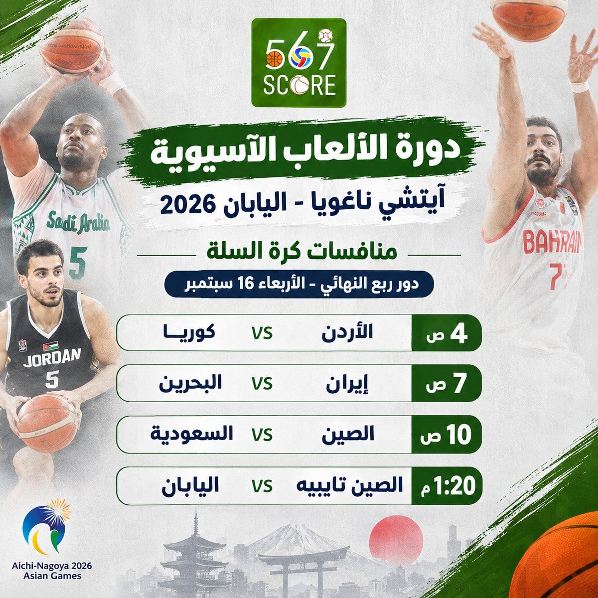 567Score's tweet photo. نتائج 🏀 #دورة_الألعاب_الآسيوية
حملوا تطبيق #567SCORE 📲

الأربعاء🔹️ربع النهائي 
الأردن 114x80 كوريا 
ايران 74x79 البحرين 
الصين 78x87 السعودية 
تايبيه 🆚️ اليابان 
▪️
المزيد عبر منصة 567SCORE 📲
https://t.co/PSBKKfsLpV 
#asiangames https://t.co/62CtwM2DX6