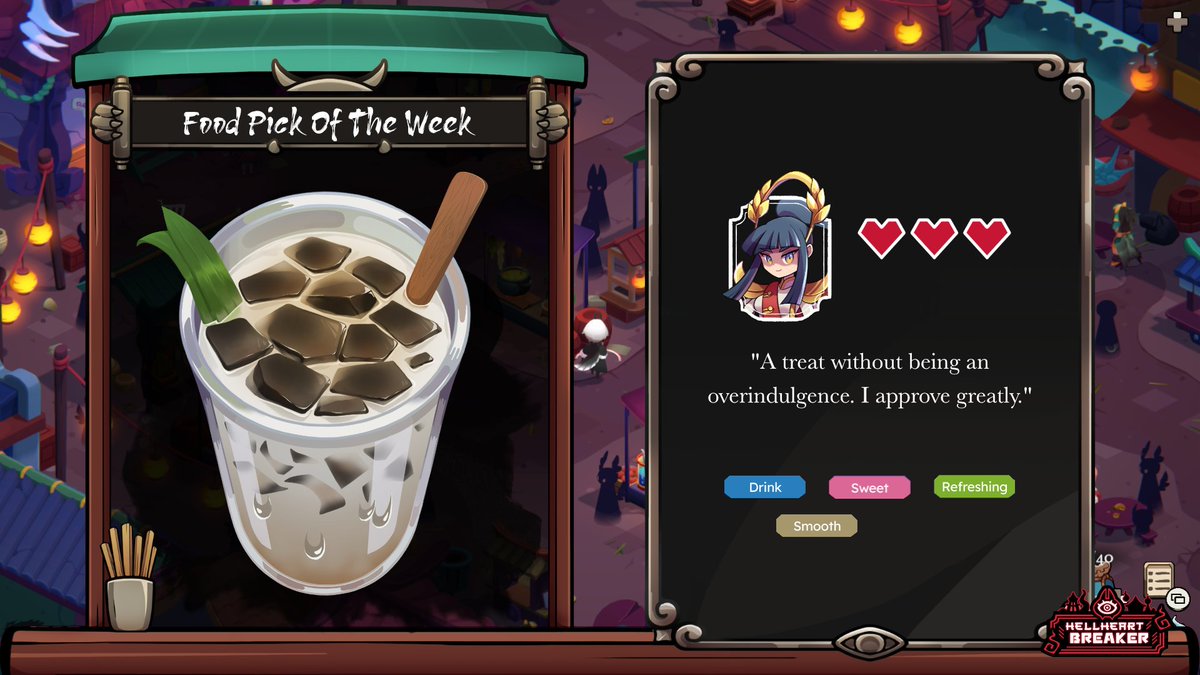 hellheartbreak's tweet photo. Cold soy milk with grass jelly is simple but refreshing, kap! Sometimes, it just doesn't need to be fancy to be good, kap kap~  

Wishlist now: https://t.co/scndpOhKfu #HellHeartBreaker #KappaMarket #WishlistWednesday #indiegame https://t.co/opw4tjW4j8