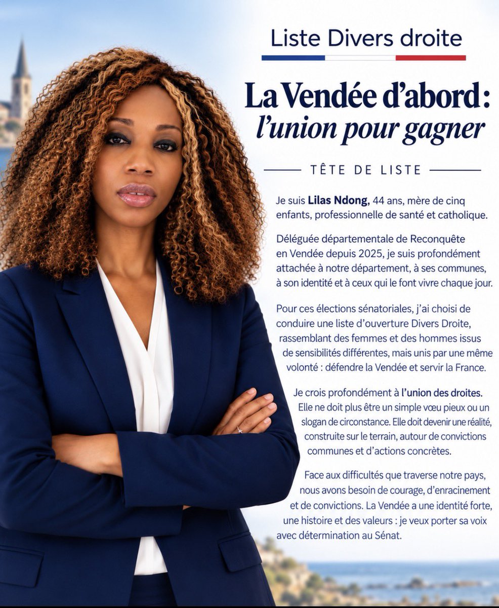 NdongEurydice's tweet photo. Je suis candidate pour les #Senatoriales2026 en #Vendée. https://t.co/u9vuQ3yvtN