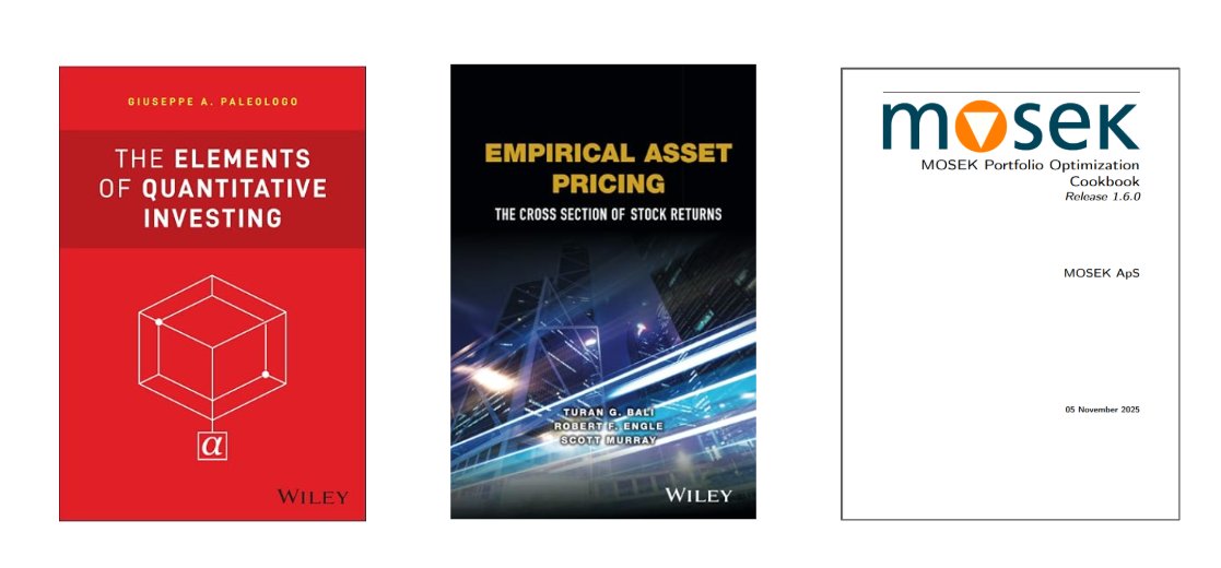 PAClearning's tweet photo. Beberapa buku yang bisa anda pelajari untuk belajar Quantitative Finance secara otodidak:

1. Element of Quantitative Investing
Anda bisa mempelajari orthogonalization, risk hedging, portfolio optimization, managing leverage dan Max drawdown dalam buku ini. https://t.co/L24DAJlDBf