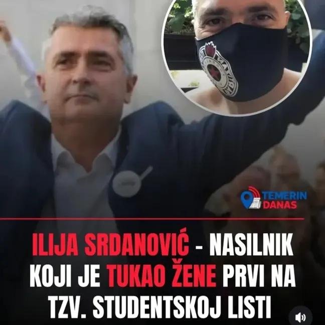 stolepazar's tweet photo. Ilija Srdanovic prvi na "studentskoj" listi. Nasilnik koji tuce zene  i gadja kolegenice stampacem.Da li je ovo primer za kog treba glasati,sigurno ce sve zene biti odusevljene bolesnom izboru blokadera. #studenti #blokaderi #srbija #izbori #nasilje #viralpost https://t.co/NtWUTWSAjZ