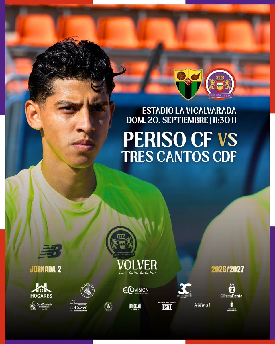 CDFTRESCANTOS's tweet photo. 🖼️ 𝗣𝗥𝗜𝗠𝗘𝗥 𝗘𝗤𝗨𝗜𝗣𝗢 | 𝗝𝗢𝗥𝗡𝗔𝗗𝗔 2

⚪️ ¡ʀᴇɴᴅɪʀꜱᴇ ɴᴜɴᴄᴀ! 🟣

🏟️ Estadio La Vicalvarada
🕒  11:30 H
🆚  @perisocf 
📅  DOM.20.SEPTIEMBRE
🏆  AUTONÓMICA | J.2
📲 @GradaSiete7 

#VolverACreer #RendirseNunca #TresCantosCDF https://t.co/ojWE3vu0pi
