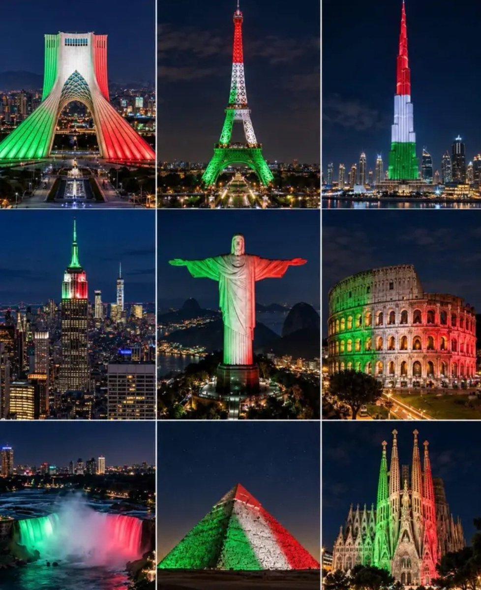 Carol18ing's tweet photo. • Torre Eiffel
• Burj Khalifa
• Empire State Building
• Cristo Redentor
• Coliseo de Roma
• Cataratas del Niágara
• Pirámides de Guiza
• Sagrada Familia
• Torre Azadi.

Se visten con la 🇲🇽 México para celebrar su libertad con el mundo.

¡VIVA MÉXICO!
¡GRINGOS CABRONES! https://t.co/Xbdc9m8hzf