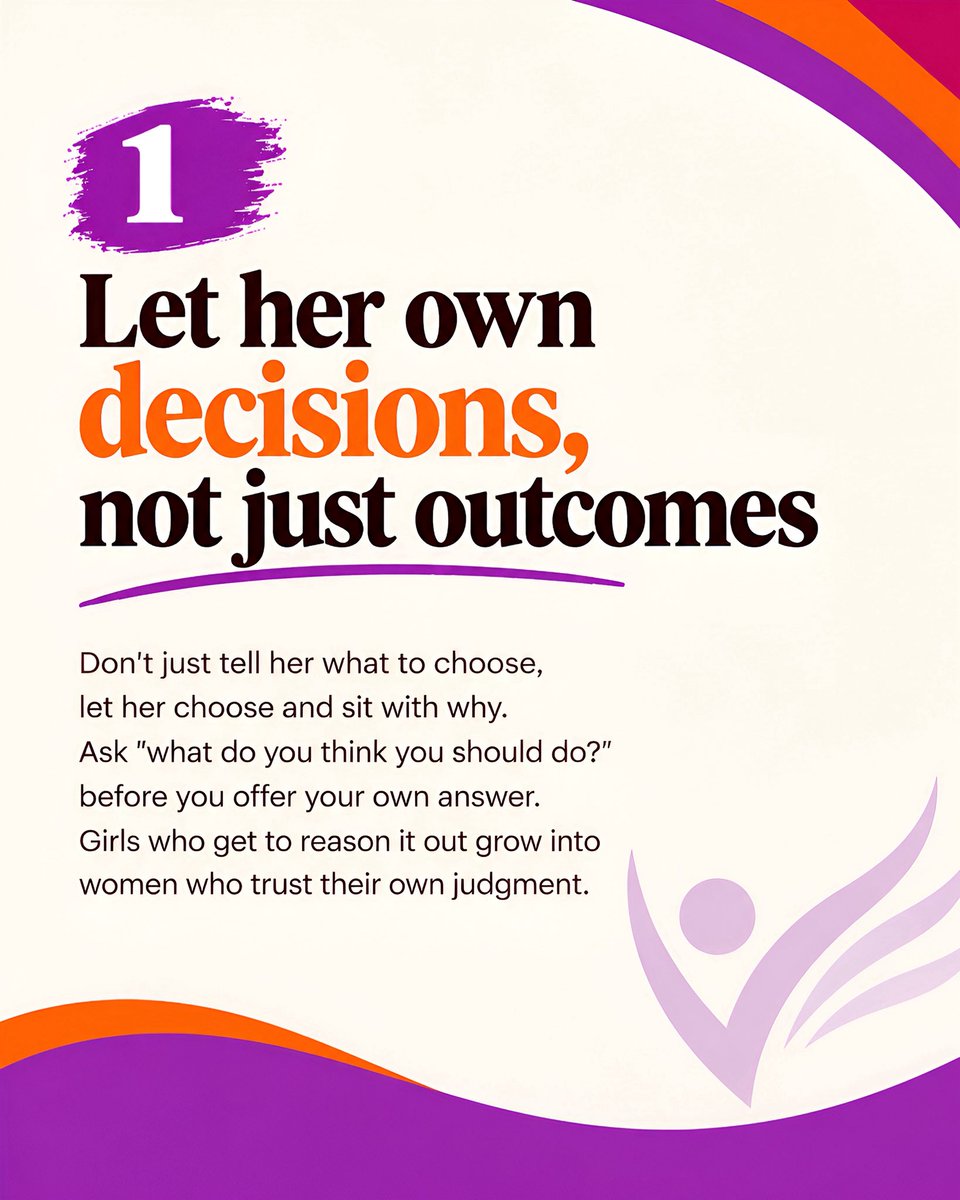 thebraverylab's tweet photo. Raising a responsible girl happens in the small moments: letting her decide, allowing her to face consequences, and asking what she thinks.

Swipe through, save this, and reflect. 

Which one are you working on with your girl? 👇🏾

#TheBraveryLab #RaisingGirls #ParentingTips https://t.co/V6P4eXrOat