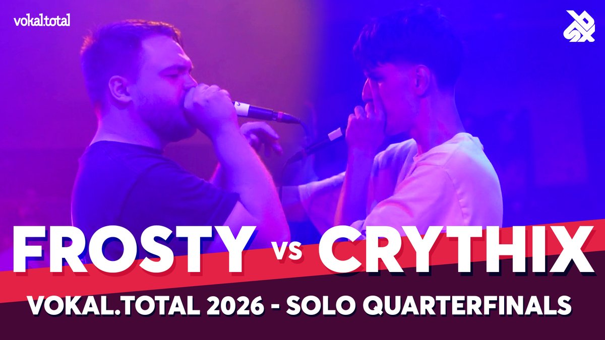 swissbeatbox's tweet photo. https://t.co/oXqWStEeNm 2026
───
✦ Solo Battle · Quarter Final 3
▶▶ Full Playlist → https://t.co/rJb0XxqrHW
Frosty 🇬🇧 · × · Crythix 🇩🇰
🔗 [ https://t.co/HRqG6vQvOG ]

#vokaltotal #beatbox #swissbeatbox https://t.co/QRve3FuSjs