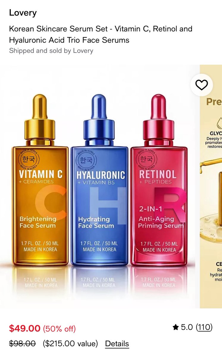 glitchtoriches's tweet photo. KOREAN SKINCARE SERUM TRIO FOR JUST $49!

That’s 3 full-size 1.7 oz serums for about $16.33 each.

https://t.co/RFrLGif59b

Usually $100+

⭐ 5.0/5 from 110 reviews
💰 Listed as a $215 value

All 3 for $49!? Grab the set while this price is live! #ad https://t.co/eh7PQd4rv8