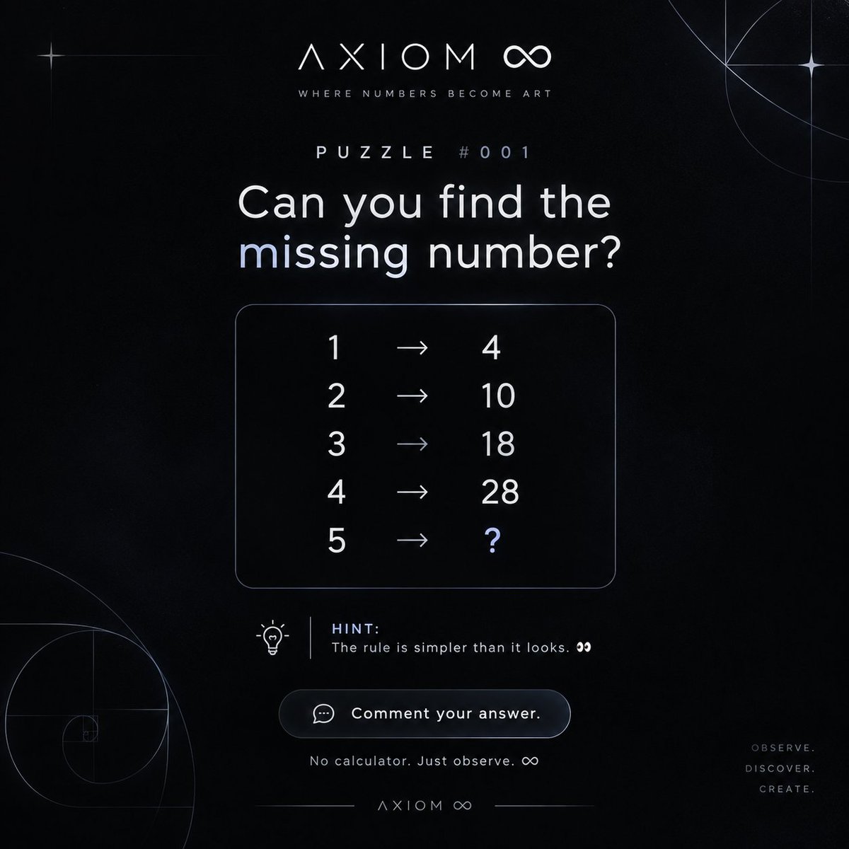 Axiom_Infinity5's tweet photo. Can you find the missing number?🤔🤔
Comment your answer.

No calculator. Just observe. ∞

#math #puzzal #wed3 
#iq #PUZZLOVE https://t.co/F0REhktBDI