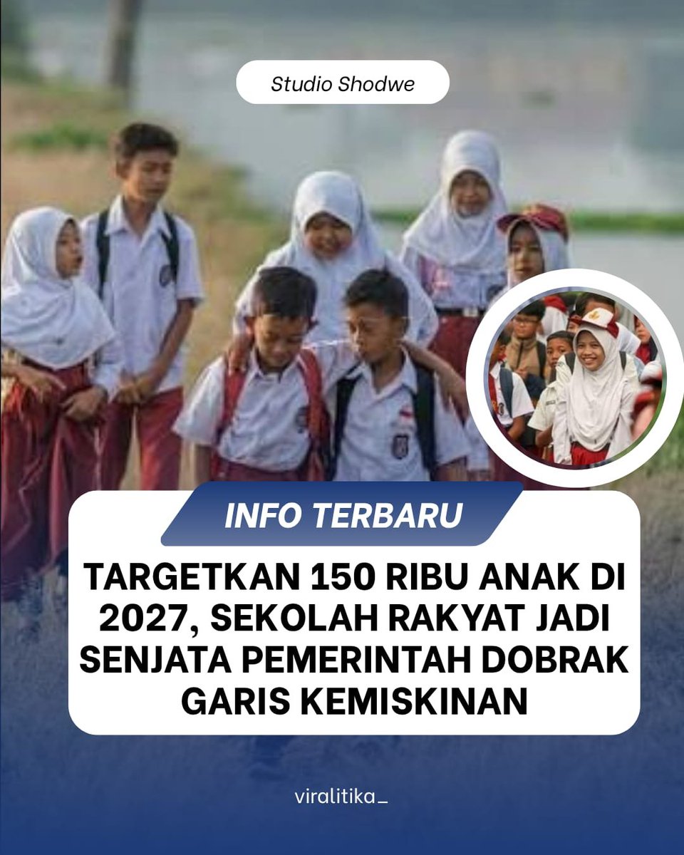 viralitika's tweet photo. 150 ribu anak Indonesia mendapatkan akses pendidikan berkualitas di Sekolah Rakyat pada tahun 2027. Ini bukan sekadar angka, tapi 150 ribu kesempatan untuk memutus rantai kemiskinan
#PendidikanUntukSemua #SekolahRakyat #BerantasKemiskinan #IndonesiaMaju #Viralitika https://t.co/gmqmHVNRt9