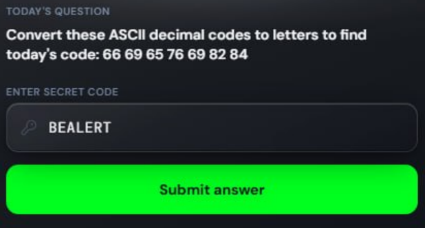 Alcmndr's tweet photo. KieDex Today Quiz Answer: BEALERT https://t.co/sYrZpUaE0d