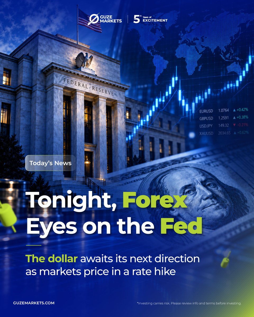 GuzeMarkets's tweet photo. 📢 Today’s News | September 16, 2026
💵 Forex markets are watching the Fed tonight.
The dollar awaits its next direction as markets expect a potential rate cut. 📊
Stay updated and be prepared for market volatility.

#GUZEMarkets #Forex #Fed #USD #Gold https://t.co/05vp2Lf1XQ