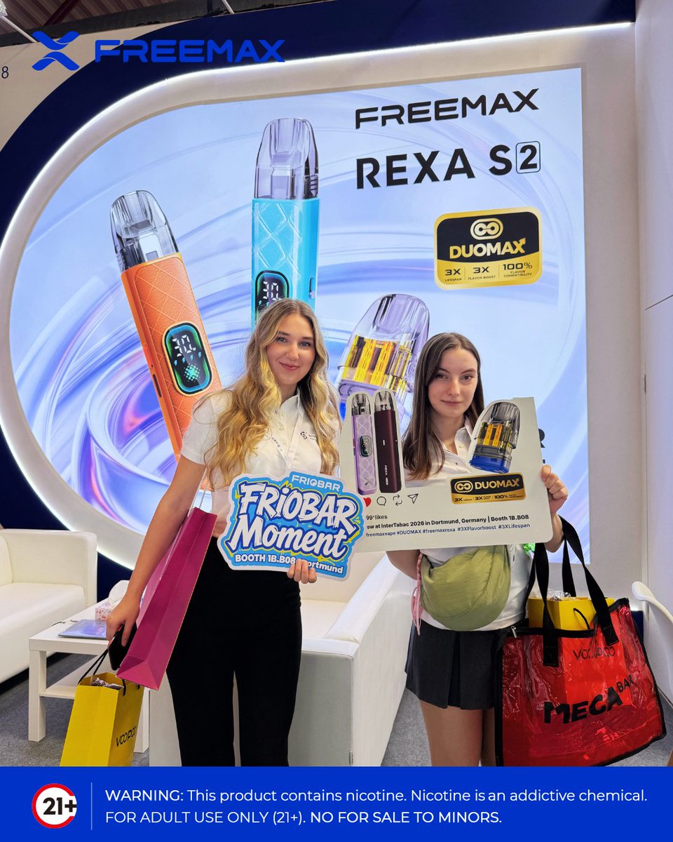 Freemaxvape's tweet photo. Day 1 at InterTabac 2026, Dortmund.
Great conversations, new connections, and plenty happening at the FREEMAX booth.
#FREEMAX #InterTabac2026 #Dortmund #VapeExpo #TradeShow
Warning: This product contains nicotine. Nicotine is an addictive chemical. Must be 21+. https://t.co/Z7EXOiZM5c