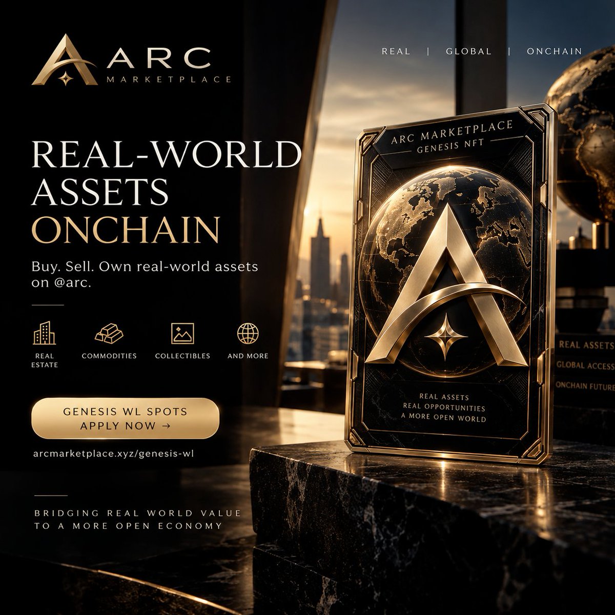 ArcMarketplacex's tweet photo. ARC Marketplace Genesis is coming. 🌐

◆ Only 2,000 Limited Edition NFTs
◆ Mint: 5 USDC
◆ 35% Airdrop Allocation for NFT Holders
◆ Marketplace already LIVE on @arc

Explore → https://t.co/2k0R3IErA6

Genesis WL is now open.

Secure your WL spot ↓
https://t.co/tWEoZVlAR4 https://t.co/ggIVWRSCcc