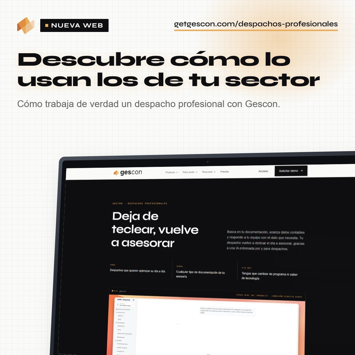 getgescon's tweet photo. Hemos renovado la web de Gescon. 🚀

No es un lavado de cara: queremos enseñarte sin humo qué hace, cómo la usan nuestros clientes y cómo tu empresa se beneficia en segundos.

🔗 Integraciones
🏢 Tu sector
⚙️ Vídeo real de cada función
👉 https://t.co/Ci6e0WAV2J https://t.co/1Pei4T9GP8