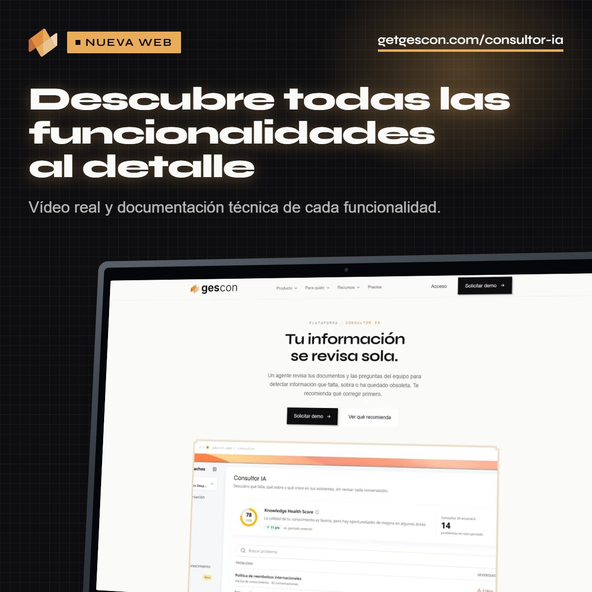 getgescon's tweet photo. Hemos renovado la web de Gescon. 🚀

No es un lavado de cara: queremos enseñarte sin humo qué hace, cómo la usan nuestros clientes y cómo tu empresa se beneficia en segundos.

🔗 Integraciones
🏢 Tu sector
⚙️ Vídeo real de cada función
👉 https://t.co/Ci6e0WAV2J https://t.co/1Pei4T9GP8