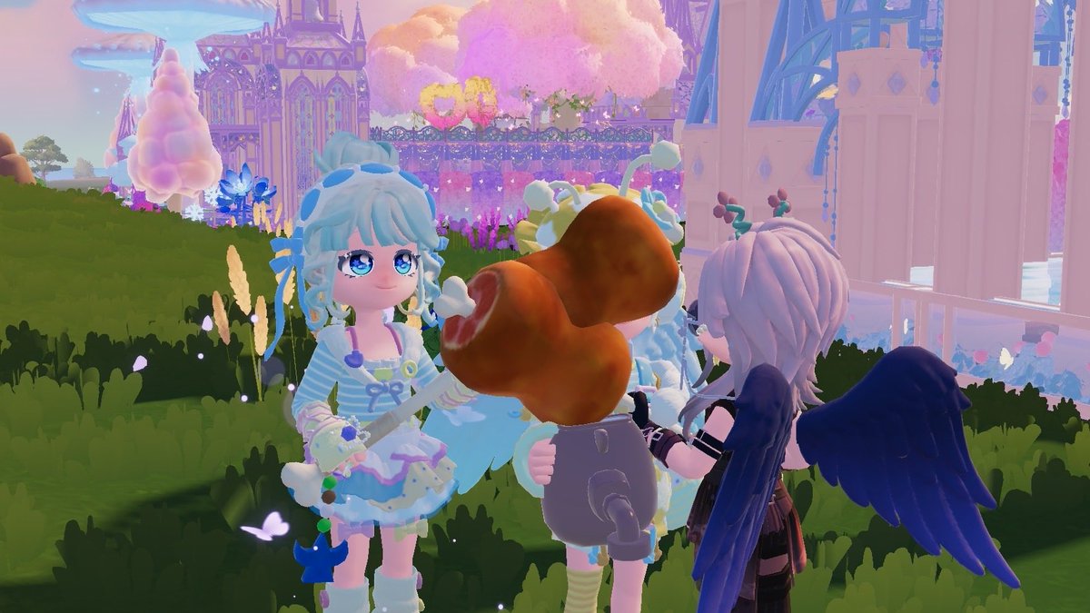 eveharapeko3's tweet photo. ういういるんるん🍖@ru___pia 
またも2人同時に会いに来てくれたww
デカい肉も食わされましたよっとww

ういちゃんの鼻水ちーんした人誰……?? https://t.co/qYSPELncGi