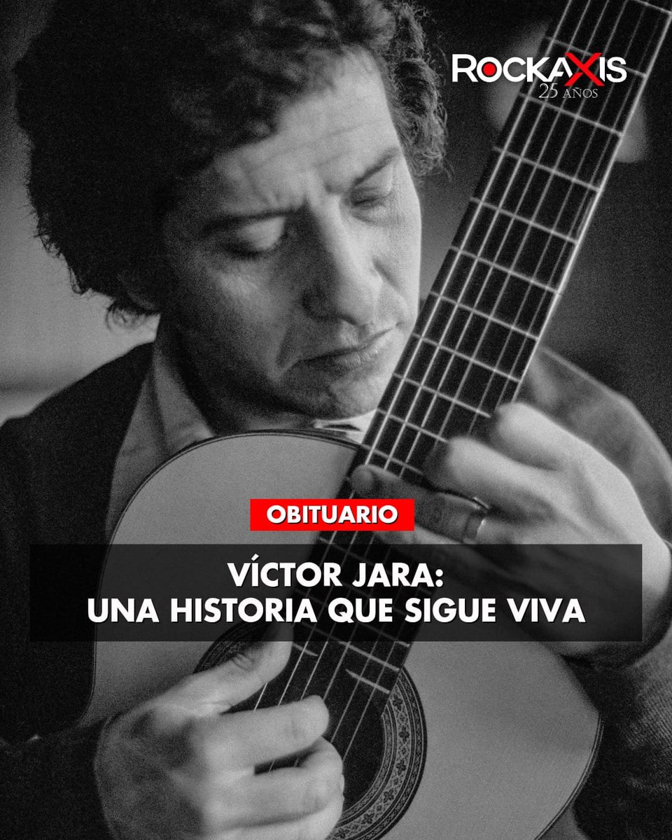 rockaxisoficial's tweet photo. 🖤 A 53 años de su asesinato, recordamos a Víctor Jara.

Cantautor, director teatral y una de las figuras fundamentales de la cultura chilena, Víctor Jara dejó una obra que continúa atravesando generaciones y fronteras.

En este nuevo aniversario, recuperamos nuestra conversación con Freddy Stock, autor de "5 Minutos, la vida eterna de Víctor Jara", donde aborda su vida, su legado artístico, su vínculo con el teatro y la historia detrás del rescate de su cuerpo 👉 https://t.co/4I71xuIsWb

💬 ¿Qué obra o canción de Víctor Jara ha marcado tu vida?