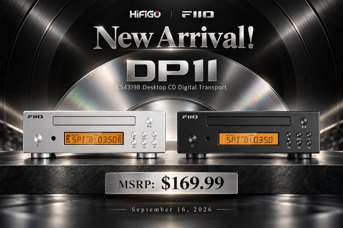 HifigoJp's tweet photo. 🚀FiiO「DP11」、販売開始！✨

💿CS43198 DAC、静音CDメカニズムを搭載——
デスクトップで楽しむ、上質なHiFi体験を。

🔥フィジカル音源もHiFiサウンドも好きなら、ぜひチェック！👇
🔗https://t.co/wLWN5quZ6l

#HiFiGo #FiiO #DP11 #オーディオ #ポータブルオーディオ #CDプレーヤー #HiFi https://t.co/m2z8gNWZI2