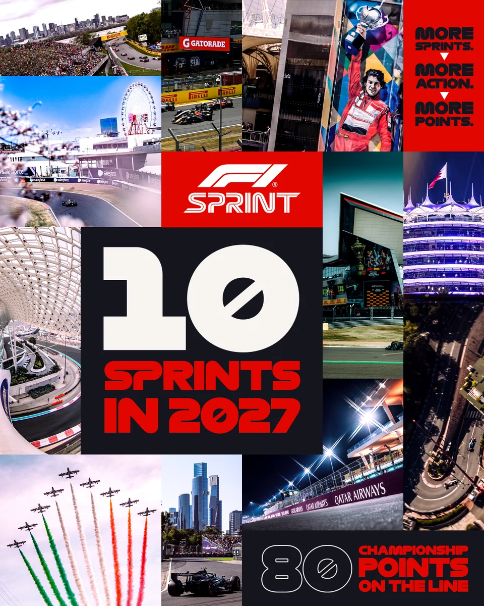 In 2027 we have 10 Sprints in  Bahrain,  Australia, Japan, Canada, Monaco, Great Britain, Italy, Brazil, Qatar, Abu Dhabi.  