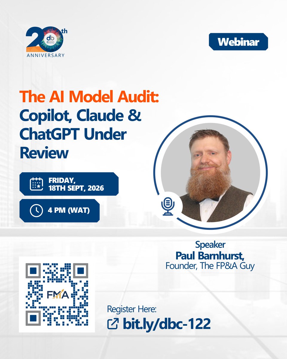 dbctraining's tweet photo. Earlier this year, Claude and ChatGPT built a financial model. This time, they have to audit one.

Tomorrow, Paul Barnhurst and David Brown will test Copilot, Claude and ChatGPT on a human-built model.

Don't miss this: https://t.co/5NnP4uH1Dg | 📍LinkedIn

#AI #FinancialModeling https://t.co/SryNl23d4W