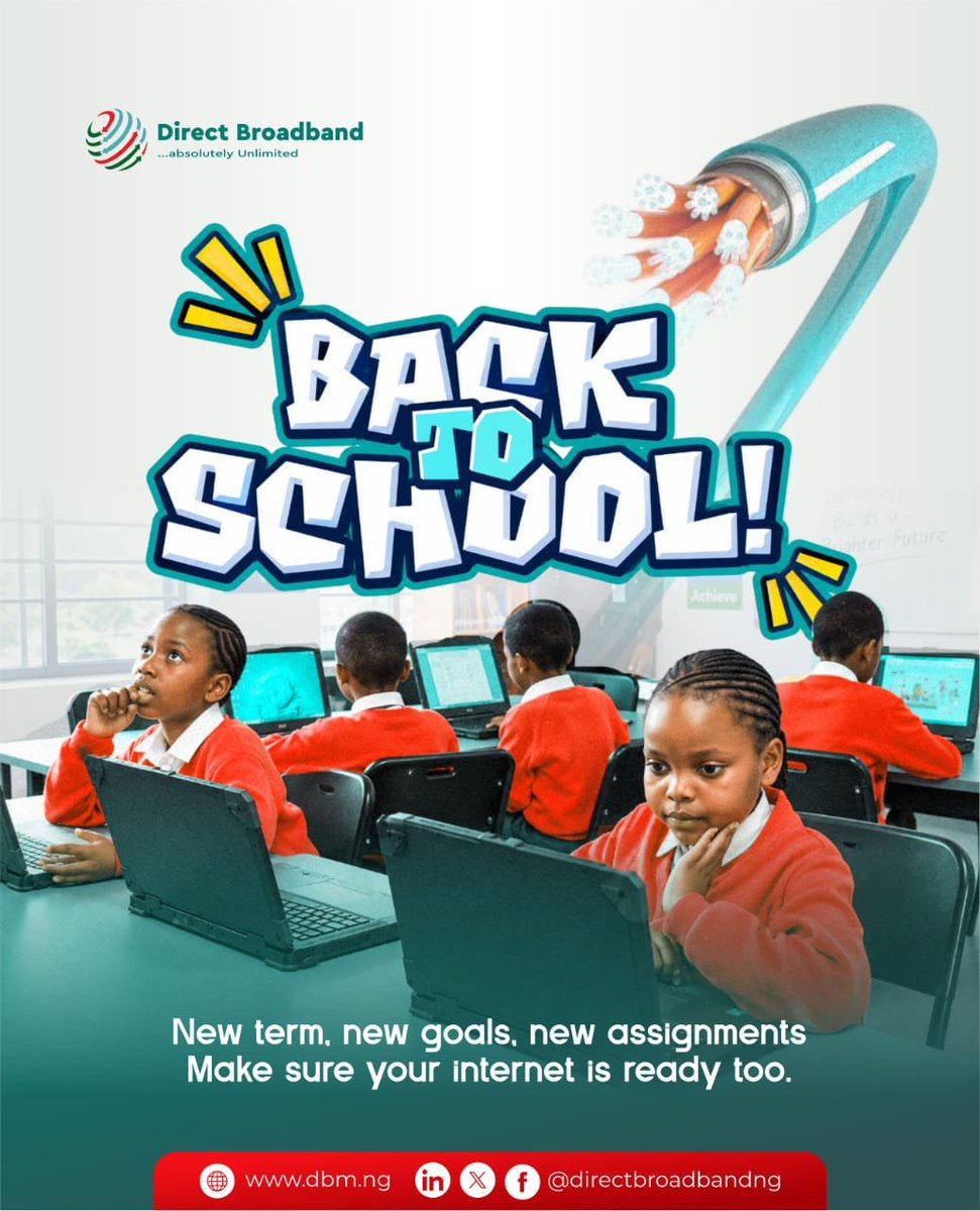directbroadband's tweet photo. New term, new goals, new lessons.
Make sure your internet is ready for it all.
Visit https://t.co/hmmIhLKwcy or sign up today.
#BackToSchool #BackToSchoolSeason #OnlineLearning #ReliableInternet #dbmng #DirectFiber #DirectBroadband https://t.co/bPwmaFhBLh