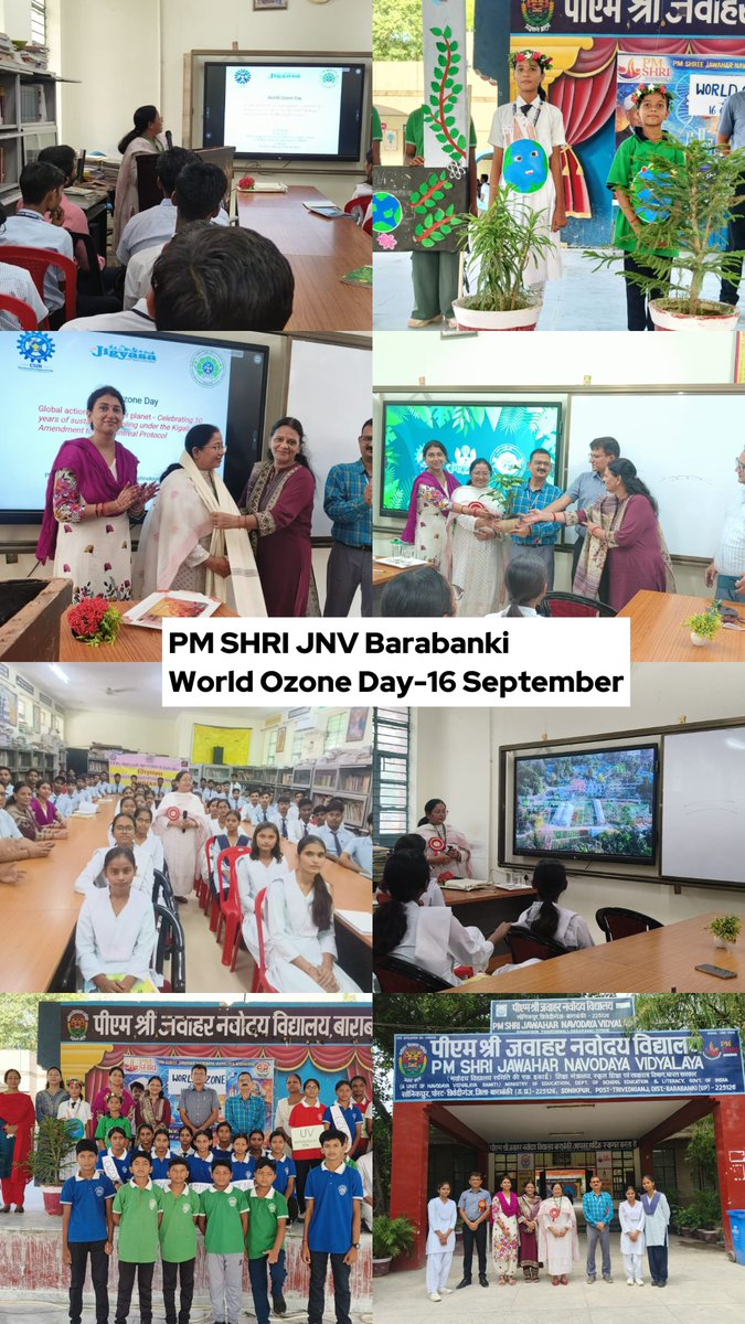 jnv_pm65998's tweet photo. PM SHRI JNV Barabanki celebrated World Ozone Day with great enthusiasm  The Chief Guest, NBRI Scientist(E) Dr. Richa Rai, , enlightened students about ozone-layer protection and environmental conservation. Principal Shri Ashutosh Mishra encouraged to adopt eco-friendly practices https://t.co/c0Mm2g5k4e