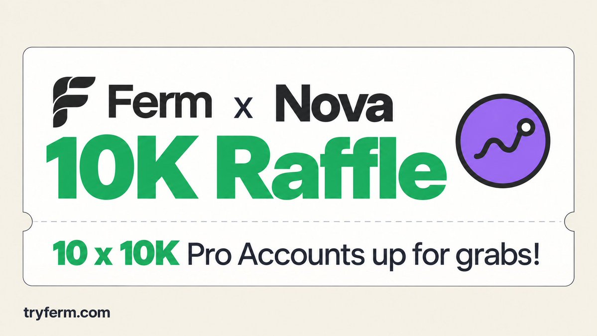 NovaXTrade's tweet photo. 🚨 10× $10,000 GIVEAWAY 🚨

We’ve partnered with @tryferm to give away 10× $10,000 funded accounts!

To enter:
• Follow:  @tryferm , @NovaXTrade &amp; @propfirmrefer
• Like &amp; Repost
• Comment why you deserve to win

$100,000 in total funding.

Good luck, Winners Announced Soon. https://t.co/olCrboze7c