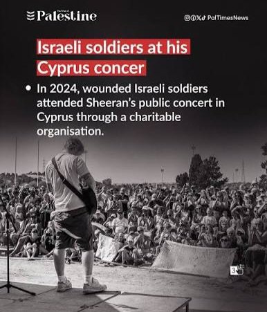 affleckquine's tweet photo. Here's Ed 'I don't take sides' Sheeran performing for IOF soldiers, meeting a released hostage, standing with Ukraine.... https://t.co/dztNuGYi6q