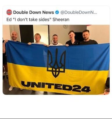 affleckquine's tweet photo. Here's Ed 'I don't take sides' Sheeran performing for IOF soldiers, meeting a released hostage, standing with Ukraine.... https://t.co/dztNuGYi6q
