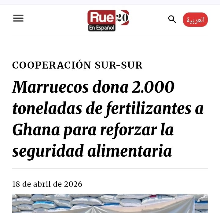 AhmedBabaD86's tweet photo. En abril Marruecos "donó" a Ghana 2.000 toneladas de fertilizantes robados del Sáhara a cambio de romper relaciones con la Republica Saharaui y apoyar la autonomía marroquí, y así fue. Ayer Ghana restableció relaciones con los saharauis. La diplomacia del fosfato naufraga en África