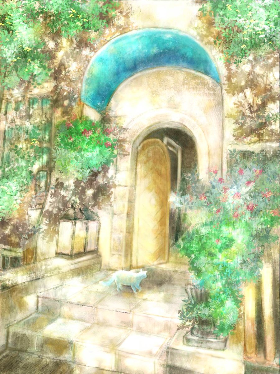 yoruno007l's tweet photo. 建物の練習で描きましたー！
木漏れ日とか植物描くの大好きです🌳✨(*´ω`*)しかし難しい...

 #イラスト 
#illustration‌‌ https://t.co/QFZUwYeUVy