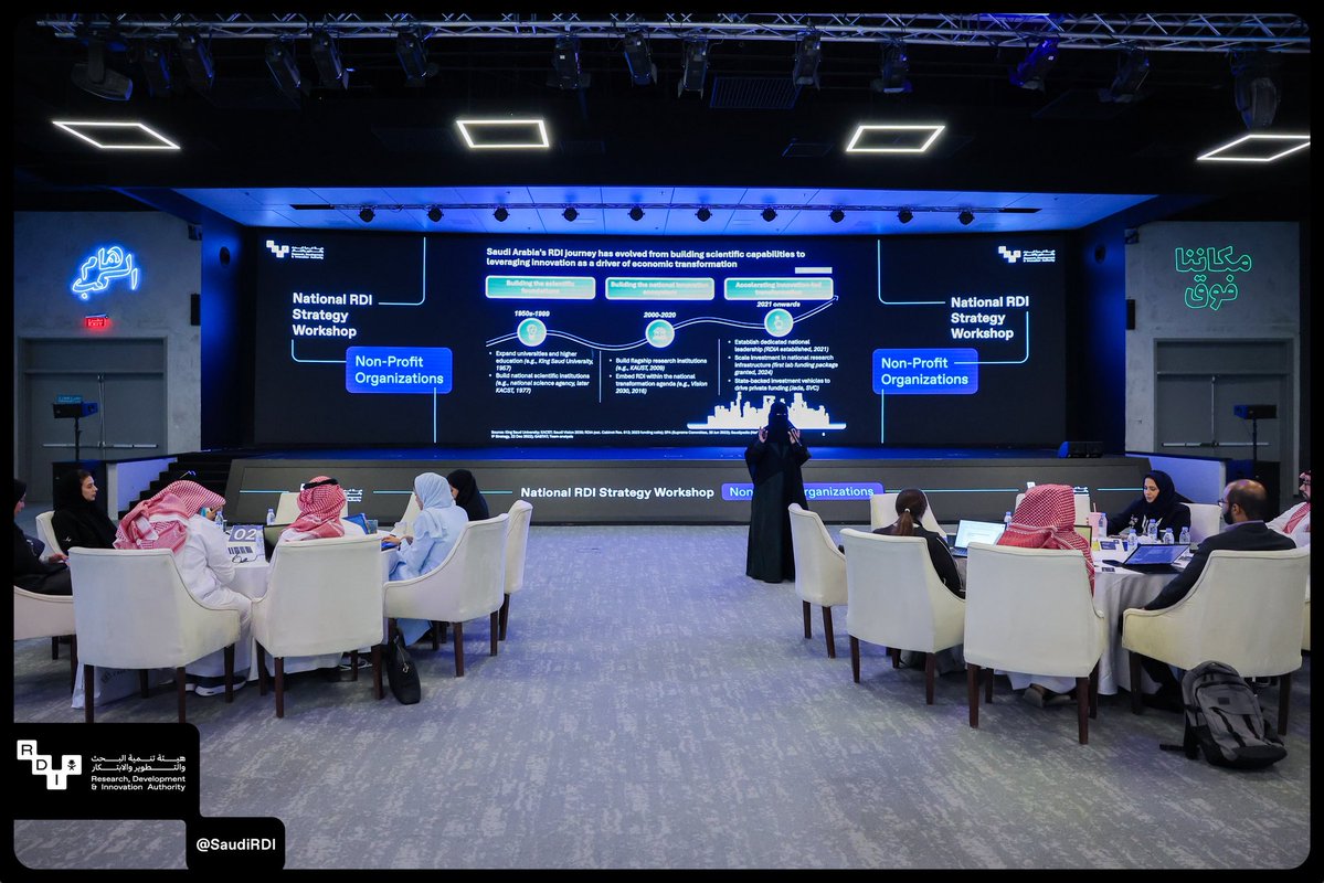 SaudiRDI's tweet photo. تتكامل الرؤى، فتّتسع المعرفة..
في اليوم الثالث من ورش عمل الاستراتيجية الوطنية للبحث والتطوير والابتكار، يشارك ممثلو الجهات غير الربحية في نقاشات تستكشف فرص التكامل وتبحث سبل توجيه الجهود نحو منظومة أكثر ترابطًا. https://t.co/Doqt3BAskw