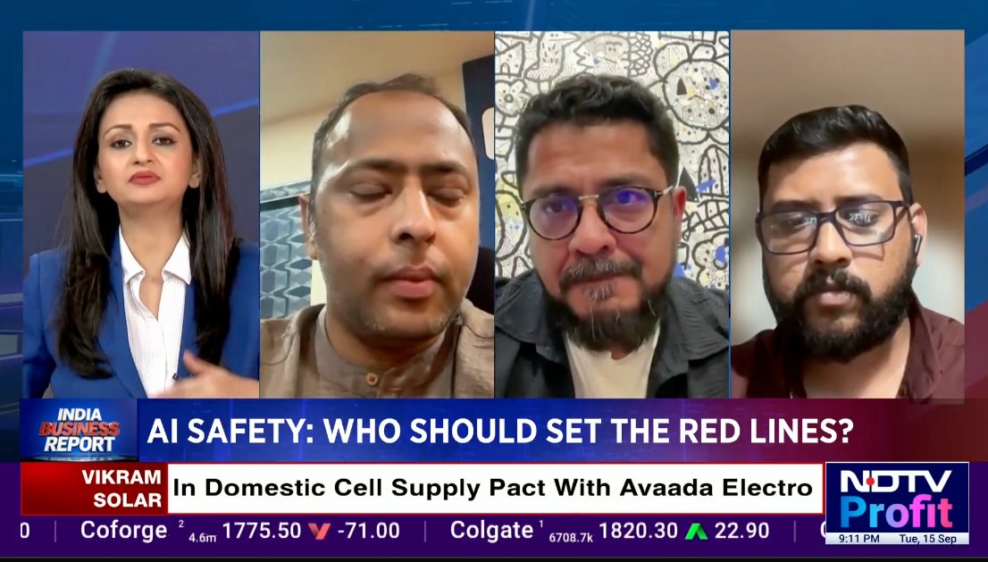 integrarobotics's tweet photo. Should AI slow down, or should India move faster with the right guardrails? Our CEO, Abhit Kumar, joined a panel discussion on @NDTVProfit covering AI, robotics, autonomous agents, regulation, and India’s role in the global AI race. Watch here: https://t.co/g0IWckSVlA https://t.co/CoNVCKii4Y
