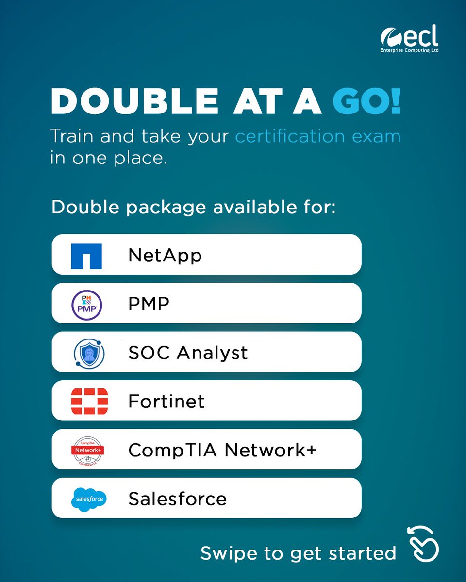 entcomputing's tweet photo. Double at a go! Train and take your certification exam, all in one place. Build the skills. Get certified. Take the next step in your career.  #StayRelevant #ExperienceITBuyIT #professionaldevelopment https://t.co/lPitdgUYEE