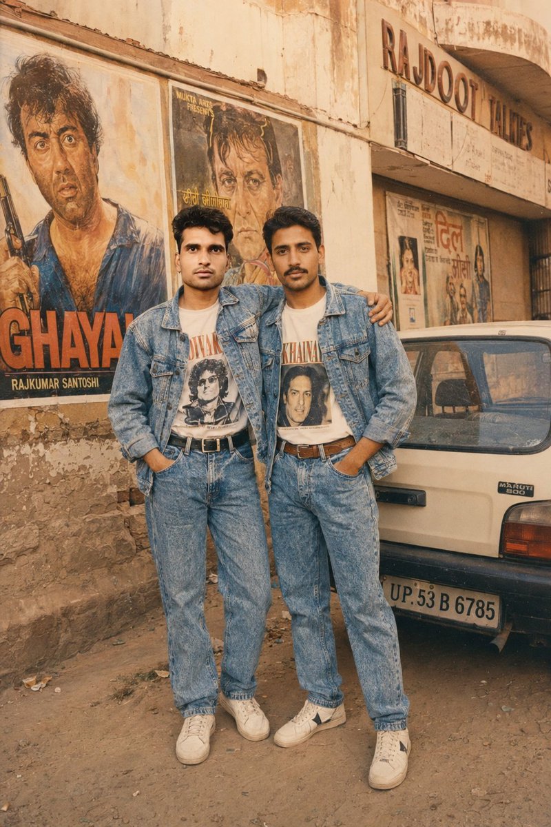 AshifJilani's tweet photo. Back to the 90s… 🕰️✨
जब style simple था, दोस्ती दिल से थी और यादें priceless थीं। ❤️
AI created the look, but the feelings are real! 📸🔥
#1990sVibes #90sStyle #AIPPhoto #VintageVibes #OldIsGold #Trending https://t.co/59tVkwGYew