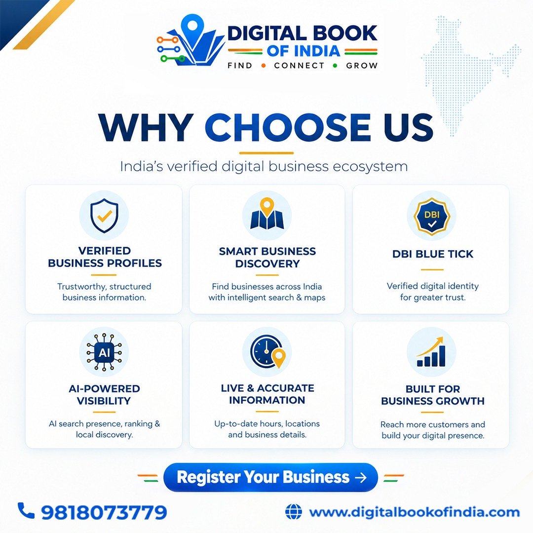 DigitalBookOfIN's tweet photo. Somewhere, right now, a customer is searching for a business exactly like yours.

Can they find you?

Digital Book of India — India's first AI-powered, verified business directory.

https://t.co/aPEO5j2ydb

#DigitalBookOfIndia https://t.co/7TjKnHLnnZ